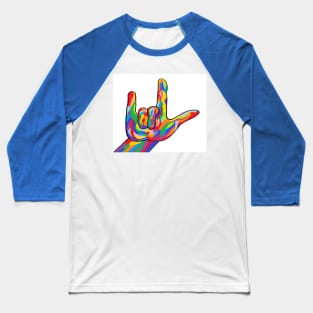 American Sign Language I Love You Bold Color Baseball T-Shirt